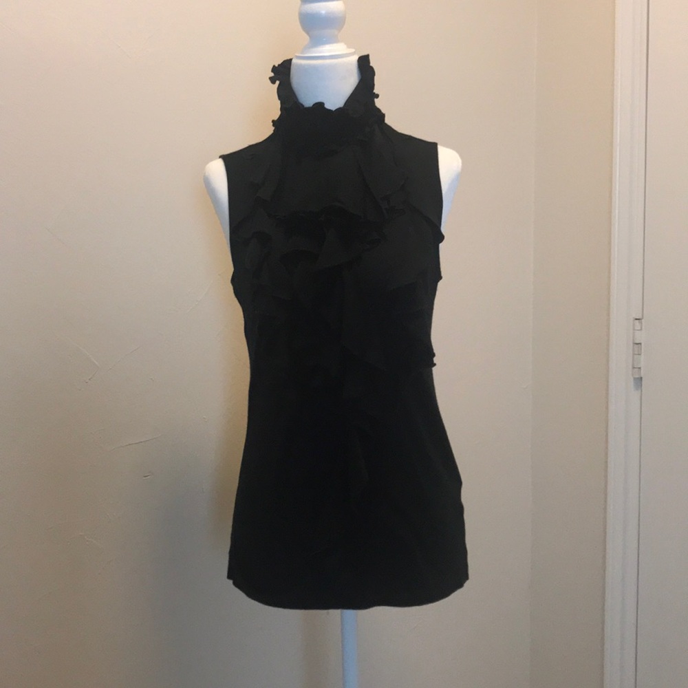 Ralph Lauren black ruffled blouse. Great fit